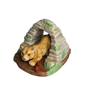 VTG 1988 Franklin Mint Safari Surprises Leopard Porcelain Figurine Decor Classic